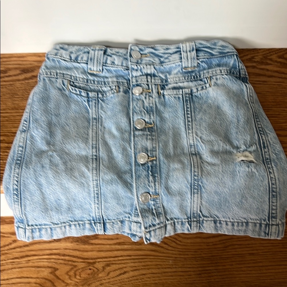 We The Free Light Blue Denim Mini Skirt